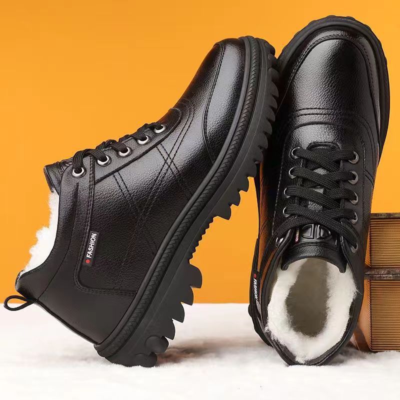 Nuevos zapatos de algodón de invierno transfronterizos para hombres nuevos zapatos cálidos y casuales de moda de zapatos de cuero de negocios al por mayor image 4