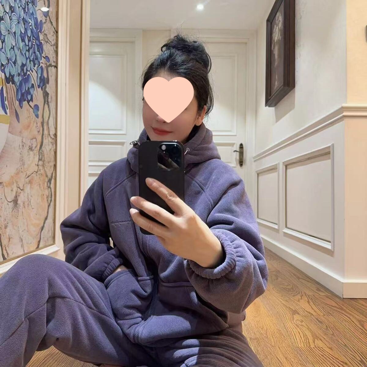 新海豚绒加厚加绒休闲款大码保暖可外穿连帽家居服睡衣