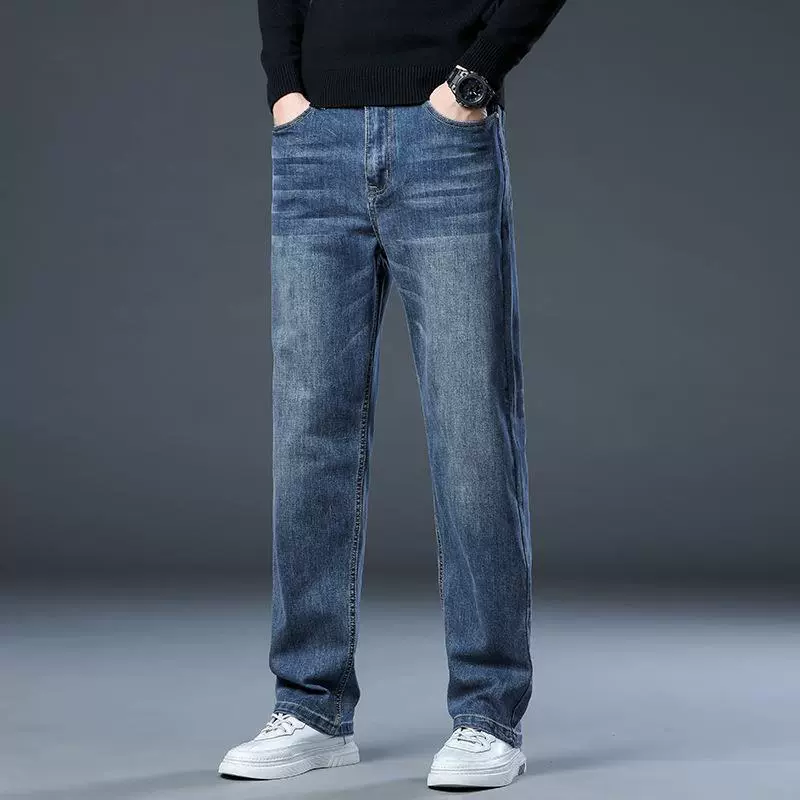 Внешняя торговля специализируется на модных мужских джинсах высокого класса весной и осенью, эластичных деловых мужских брюках, прямых свободных широких мужских повседневных брюках.