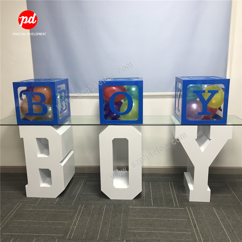 跨境电商BOY GIRL男孩女孩双面甜品台立体字 生日派对装饰桌面字