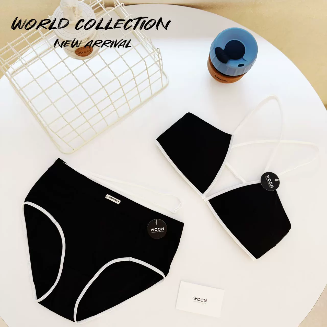 Underwear от WCCN Design, набор, минималистичный бюстгальтер, американский стиль, красивая спина