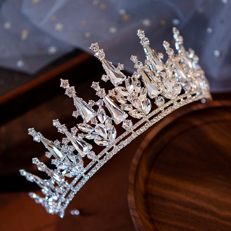 Alloy Material Bridal Romantic Shiny Women's Crown Alloy Rhinestones Crown