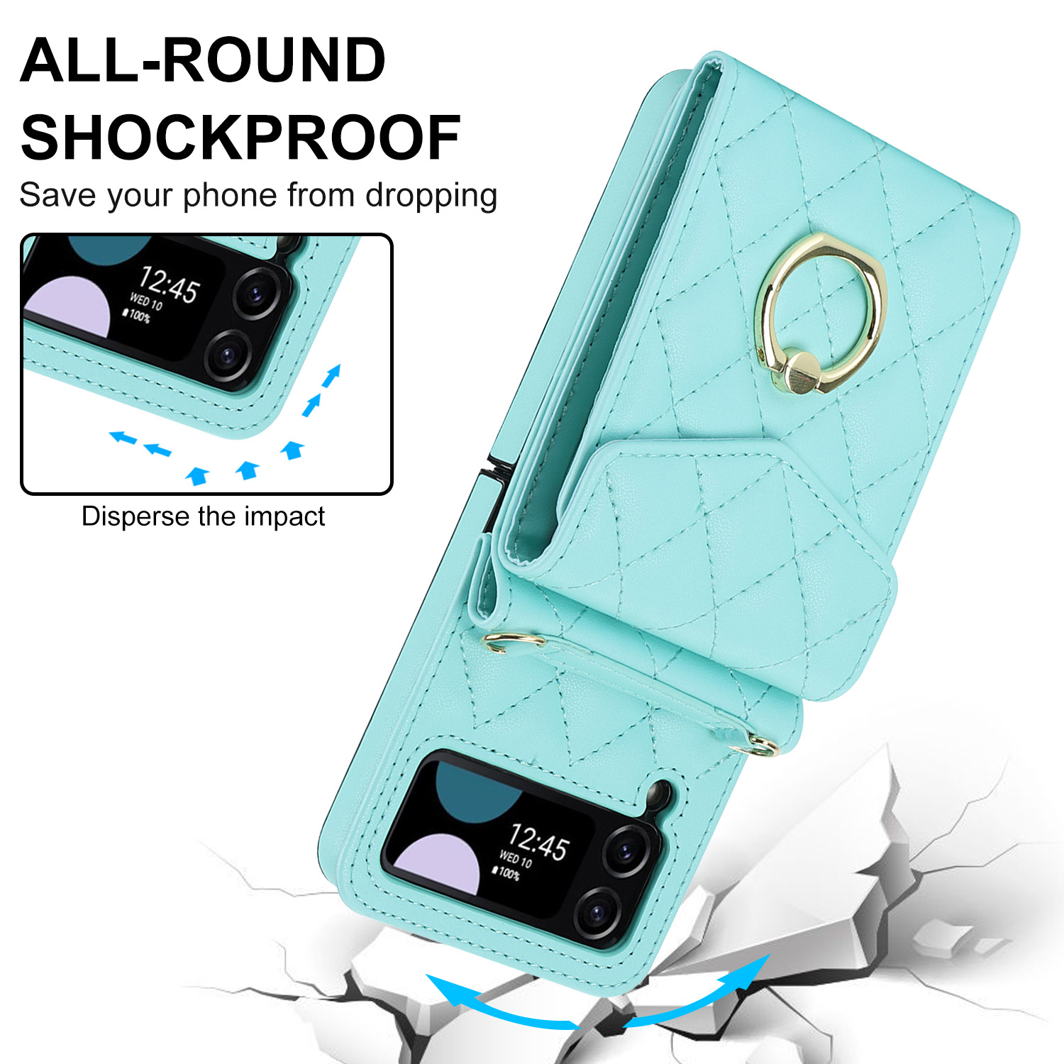 Samsung Flip6 Crossbody Phone Case With Ring And Wallet Cover_voghion.com