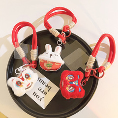 中國紅醒獅吊墜鑰匙扣手提鏈新年手機掛繩耳機套掛鏈喜慶掛件飾品