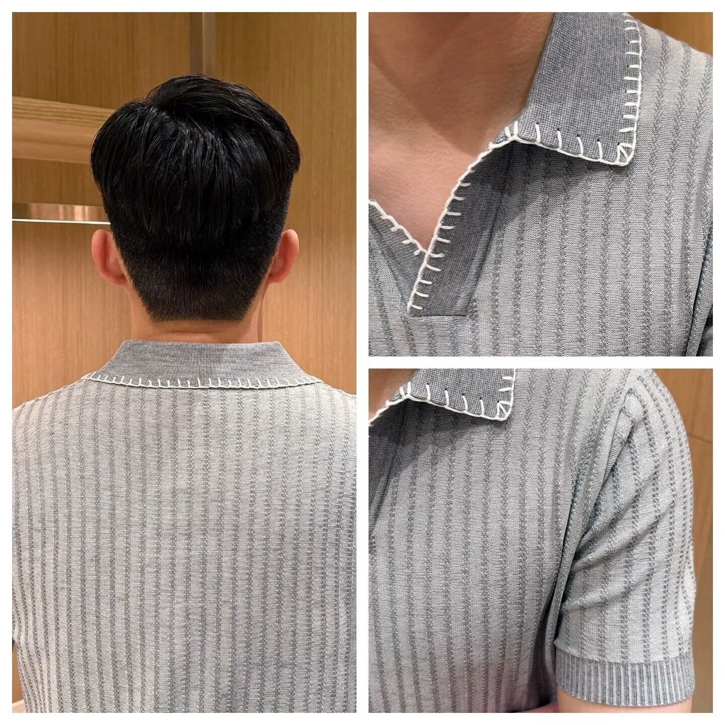 New trendy and versatile 2026 Spring/Summer knitted T-shirt for women, short-sleeved, polo collar, cable knit design.