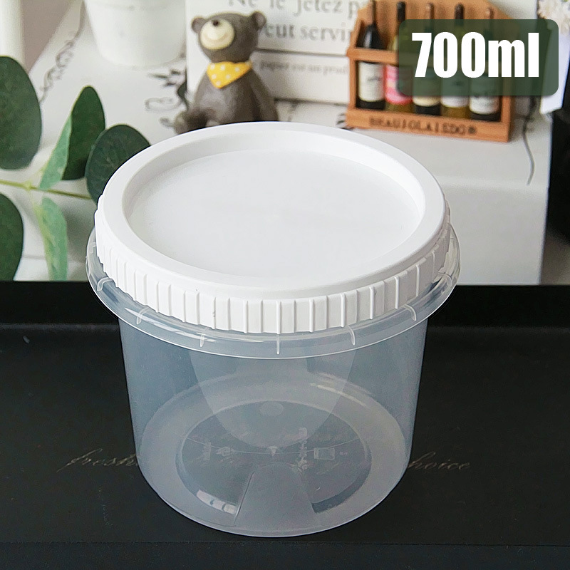 700ml capacity White Cover translucent Plastic Box Slim Blistering Storage Jar disposable glass