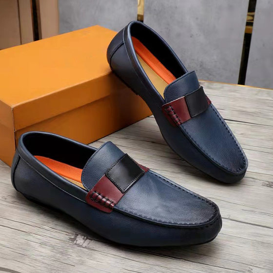 British Style Genuine Leather Black First Layer Cowhide Loafers Men's Soft Sole Breathable Casual Leather Shoes Slip-on Shoes