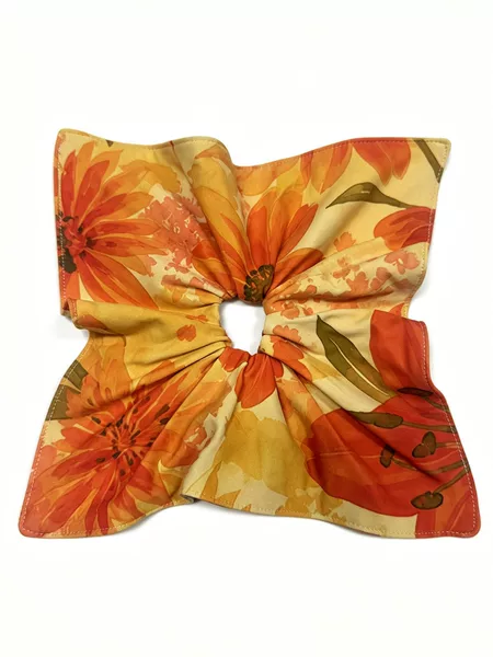Yoga Headband with Floral Oil Painting Design, Large Square Scarf, Scrunchie, Elegant and Stunning Large Square Headband for Women