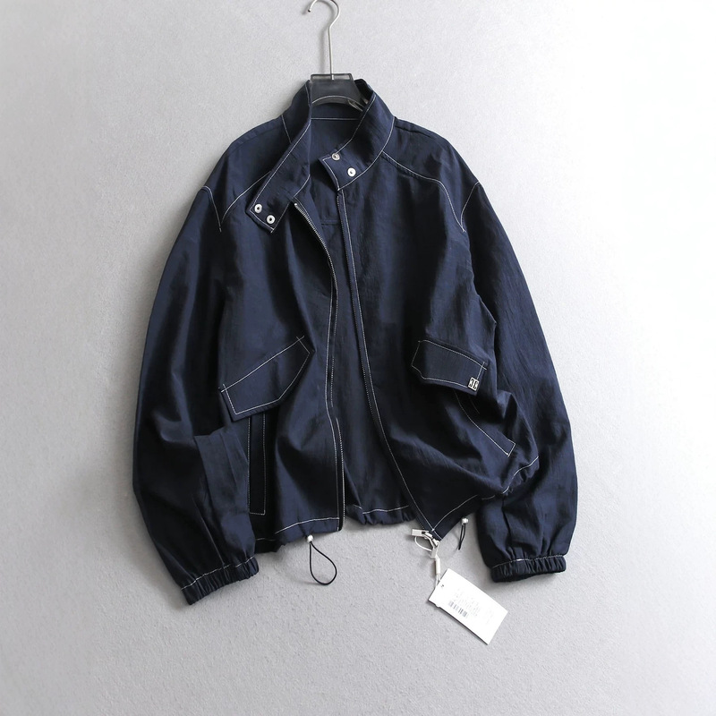 In-store sync! Thin Lyocell Tencel jacket for women, 2026 summer new style, high-end silhouette, stand-up collar jacket top In-store sync! Thin Lyocell Tencel jacket for women, 2026 summer new style, high-end silhouette, stand-up collar jacket top