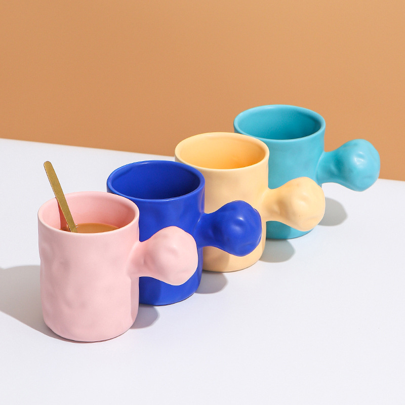 可爱造型情侣杯网红款胖胖杯创意陶瓷杯马克杯日韩咖啡杯色釉杯子