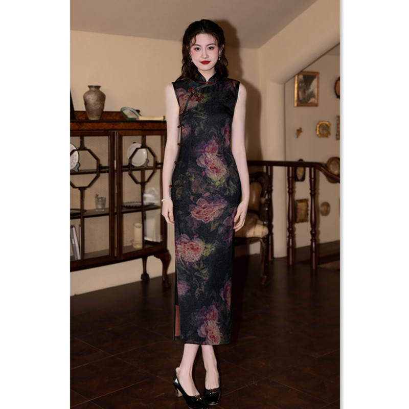 Retro long summer cheongsam sleevless