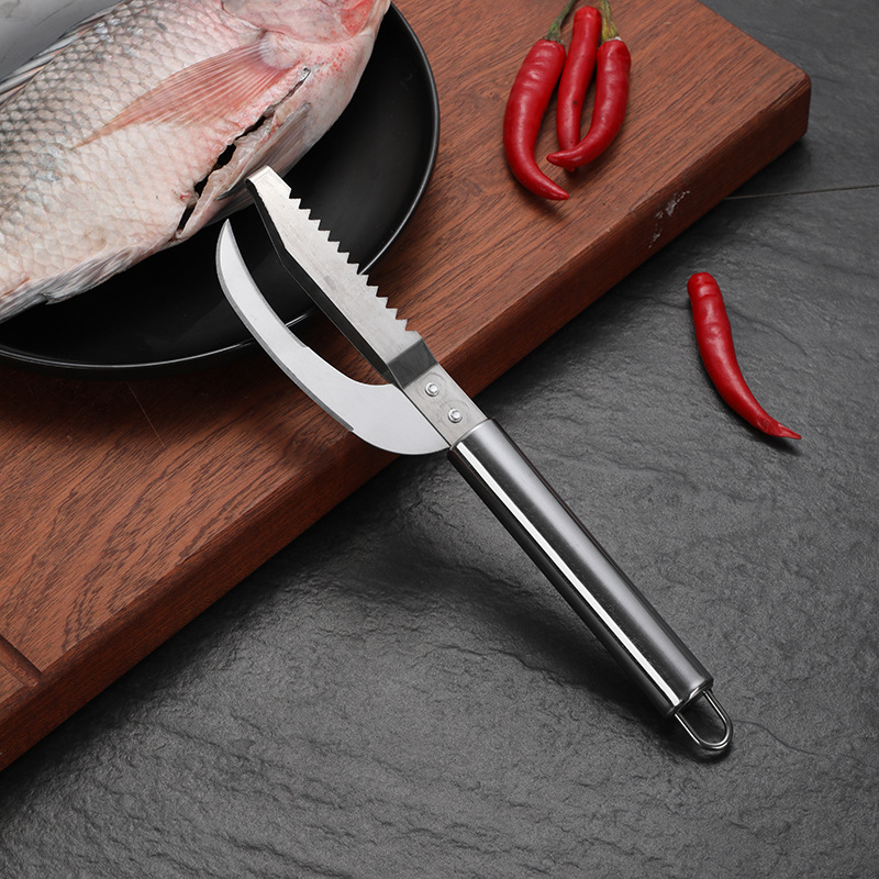 Cepillo de escala de pescado de acero inoxidable raspador de escala doméstica multifunción eliminación de la escala y vientre rompiendo cepilladora cocina herramienta para matar peces cepillo de escala