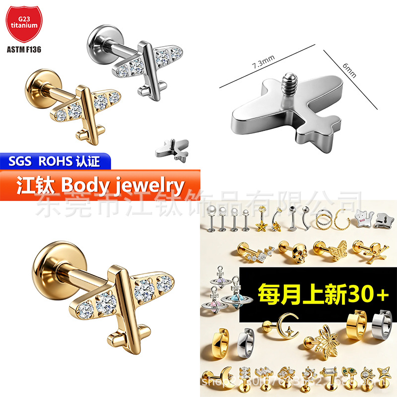 Pointed titanium steel lip stud product view