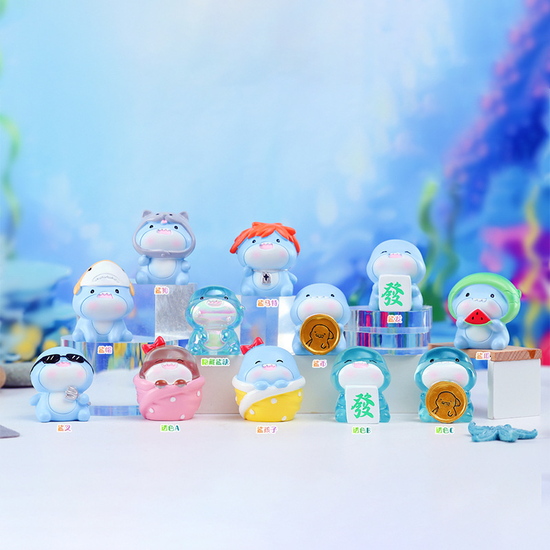 Cute adorable pet shark melon party tide play blind box hand-held peripheral personality furniture decorations a generation of hair