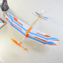 橡皮筋动力双翼飞机泡沫滑翔机科学实验steam创客教育飞行器