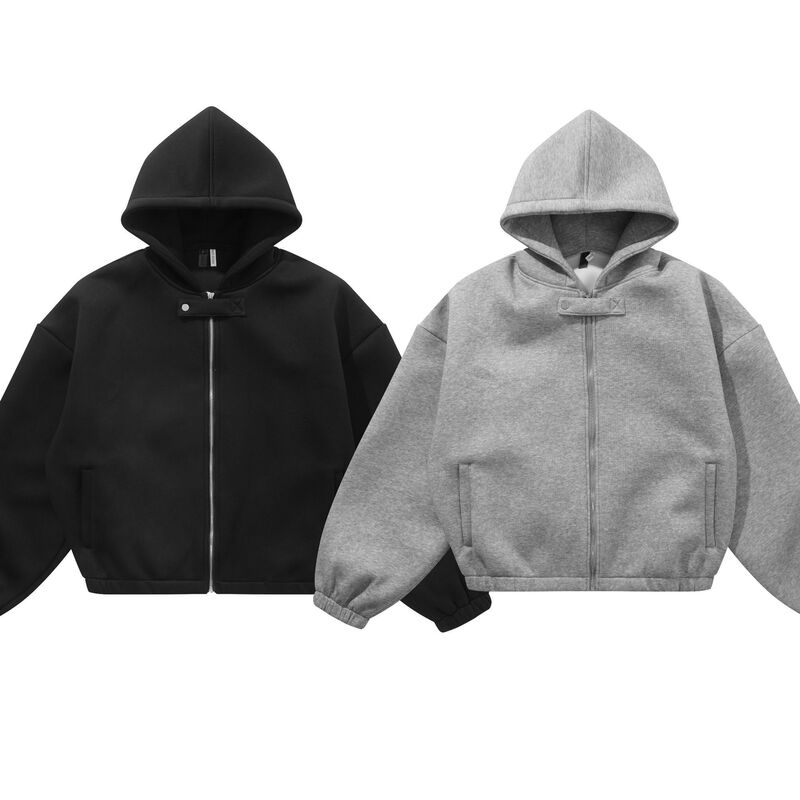 Korean Men's Clothing from Dongdaemun: Hooded Sweatshirt, Cardigan Jacket, Space Cotton, Structured Design, Heavy and Fluffy