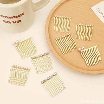 Cross border Insert comb Metal Combs Pearl Hairpin Side Bangs Forehead non-slip No trace Issuing sub Hairdressing