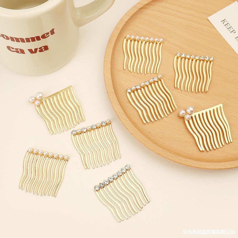 Cross border Insert comb Metal Combs Pearl Hairpin Side Bangs Forehead non-slip No trace Issuing sub Hairdressing