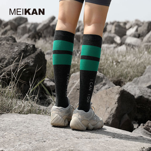 Meikan wide strip sports stockings for couples outdoor high-bar micro-pressure terry cushioning quick-drying socks jump exercise pressure socks