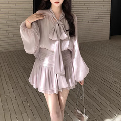 【閃光少女】優しい紫色のシャツ女性2025春夏気質シャツ