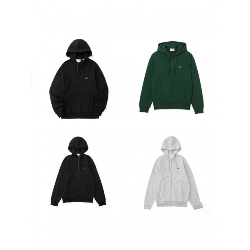 Cross-border French crocodile men's pure cotton autumn and winter embroidered logo zip-up hoodie, trendy casual sports hoodie