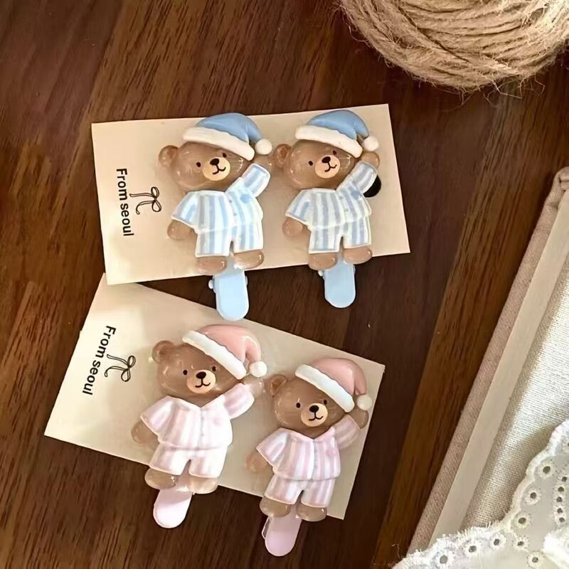 Xiaohongshu-Style Fabric Hair Accessories Bear Hair Clip Sweet and Cute Duckbill Clip Hair Tie Children's Hair Accessory Set Xiaohongshu-Style Fabric Hair Accessories Bear Hair Clip Sweet and Cute Duckbill Clip Hair Tie Children's Hair Accessory Set
