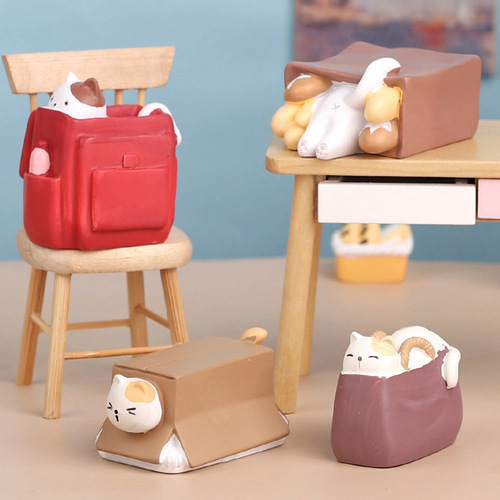 Trendy Blind Box Figure Cartoon Cute Cat Desktop Doll Ornament Children's Mini Toy Birthday Gift for Men and Women