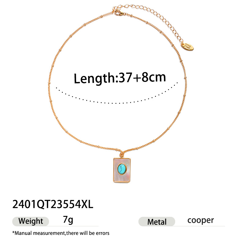 La moda transfronteriza de alto nivel de nicho simple concha cuadrada colgante collar de acero lujoso ligero mujer exquisita venta caliente image 7