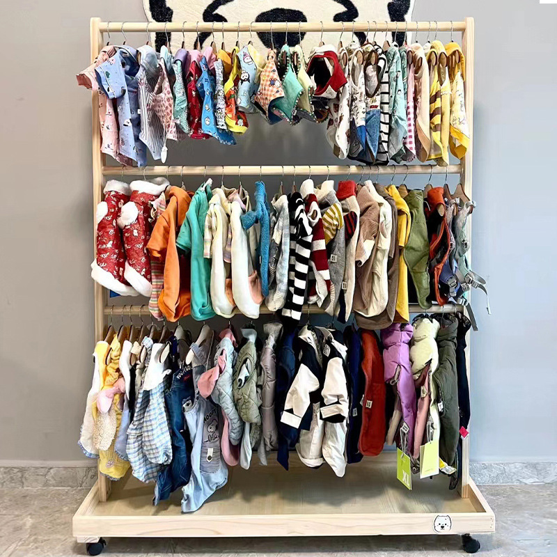 Solid Wood Clothes Hanger Pet Clothes Hanger Dog Bedroom Floor-Standing Small Wardrobe Indoor Storage Kitten Household Rod