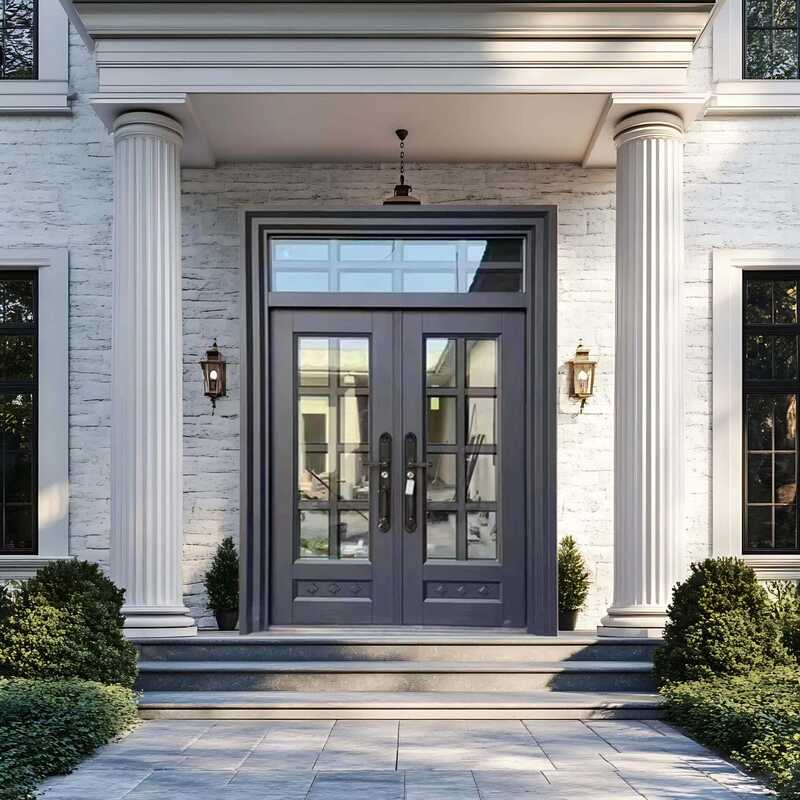 Zinc Alloy Glass Splicing Double Door Classic Style Frosted Glass Villa Door Community Entrance Door Security Door