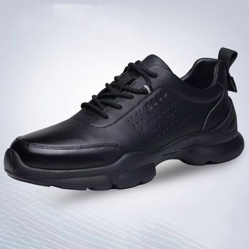 Men's Leather Shoes 2026 Spring New Men's Casual Shoes Soft Sole Non-Slip Sports Shoes Black Lace-Up Breathable Shoes