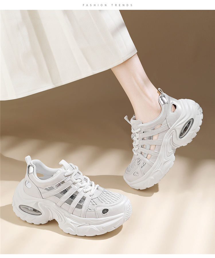 Giày sneaker nữ đế dày lưới thoáng khí phong cách thể thao gót 5 cm — 7234 bột sâm panh cao gót 5cm, 7234 gót trắng cao 5cm chi tiết 12