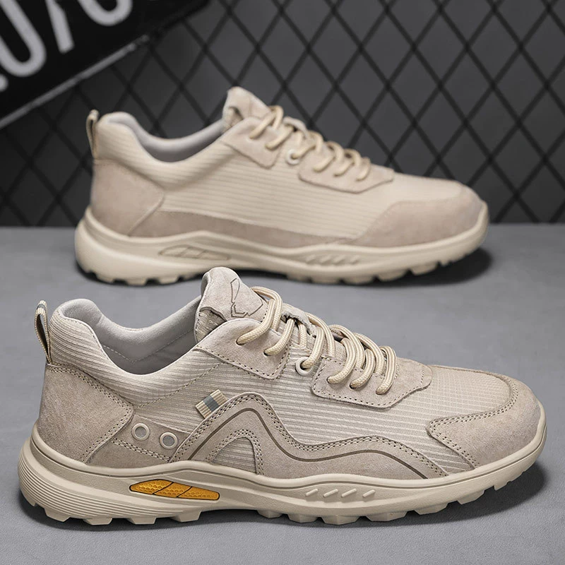 2025 новые летние дышащие повседневные туфли из свиной кожи первого слоя, универсальные спортивные туфли для мальчиков больших размеров, летняя обувь для мужчин на открытом воздухе