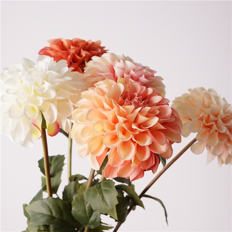 Artificial Flower Single Branch Tianzhu Chrysanthemum Home Hotel Engineering Decoration Dahlia Flower Wedding Decoration Fake Flower Dongyang Chrysanthemum