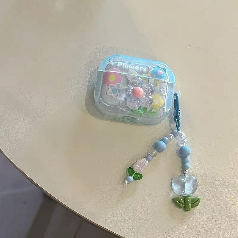 Pequeñas flores azules glaciares frescas para airpods 3 generación cubierta de verano flor estereoscópica pro3 auriculares image 2