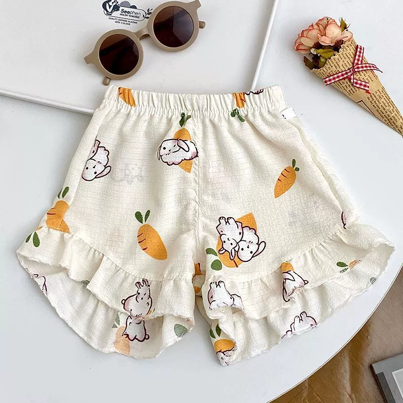 Детские тонкие брюки (Cute), свободные шорты для девочек, принты, размеры 80–140 см