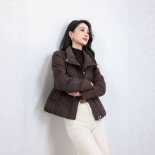 黑色菱格羽绒服外套女冬季大码胖气质高级好看轻薄鹅绒羽绒服