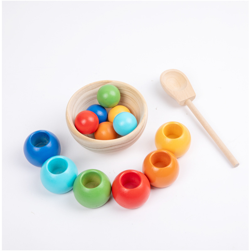 Mont 's educativo para bebés abrazadera de bola abrazadera de cuentas juguetes de emparejamiento de color niños educación temprana cognitiva taza de clasificación de color