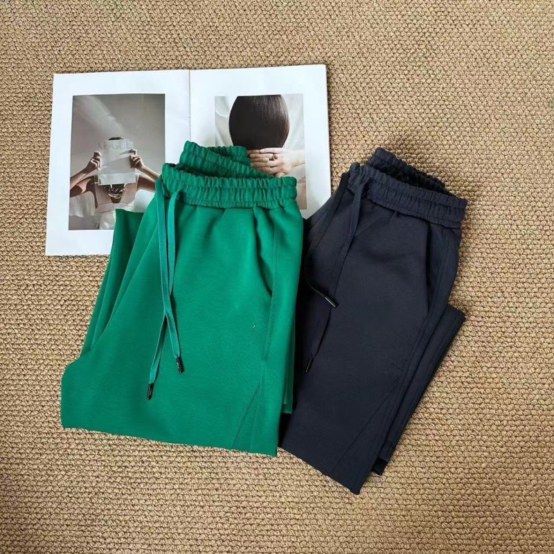 F女士直筒卫裤字母刺绣高腰简约休闲阔腿裤26秋季新款