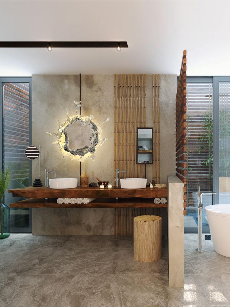 Title 4, Yaratıcı Su Püskürtmeli Makyaj Aynası Duvar Lam...