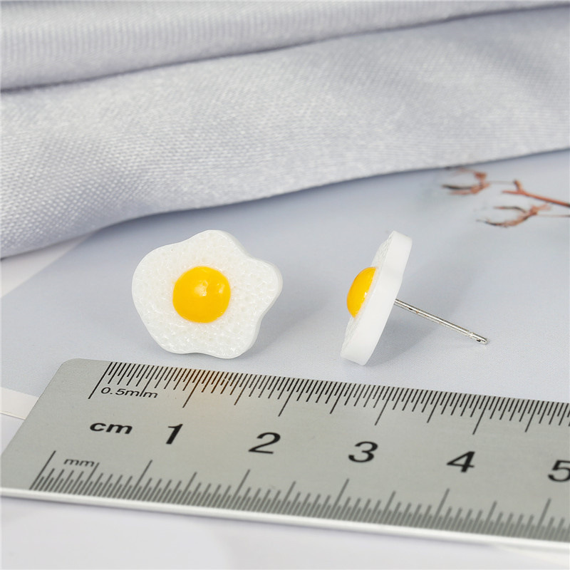 cute resin fried egg earrings cartoon egg poached egg small earrings