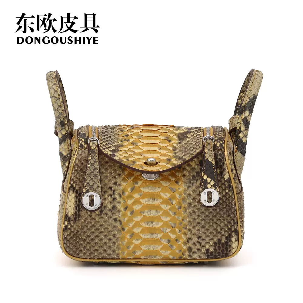 跨境新款LD小号黄金蟒蛇皮女包真皮大容量时尚百搭女士斜挎单肩包