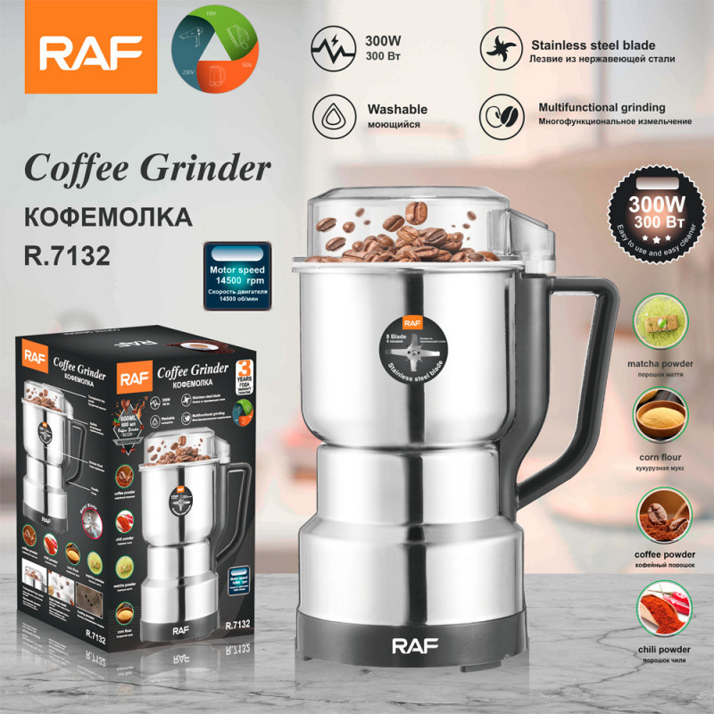 RAF European Standard Household Portable Coffee Grinder Electric Coffee Bean Grinder Dry Grinder R.7132 RAF European Standard Household Portable Coffee Grinder Electric Coffee Bean Grinder Dry Grinder R.7132