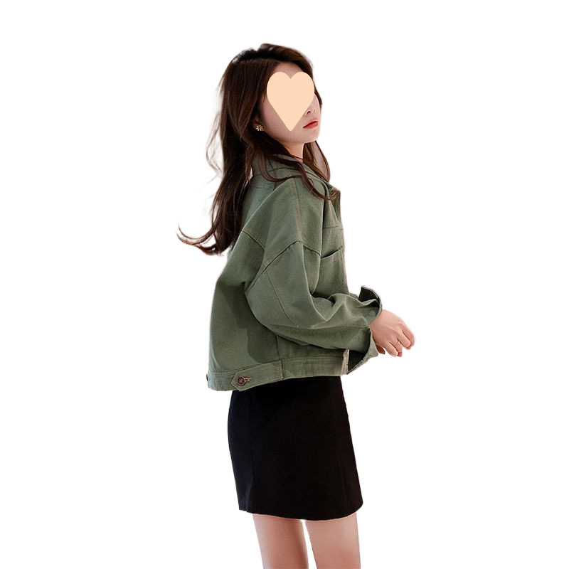 女性のためのファッショナブルなショートデニムジャケット 2025 春韓国スタイルの新しいパーソナライズされたワークジャケット小柄なルーズトップ|undefined