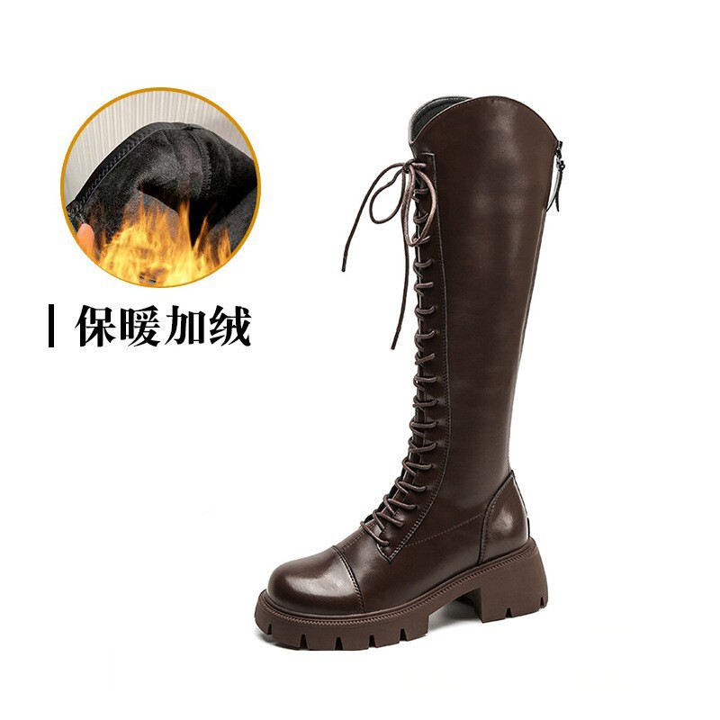 2025新款弹力靴秋冬加绒爆款瘦瘦靴女英伦风马丁靴中筒女靴潮ins|undefined