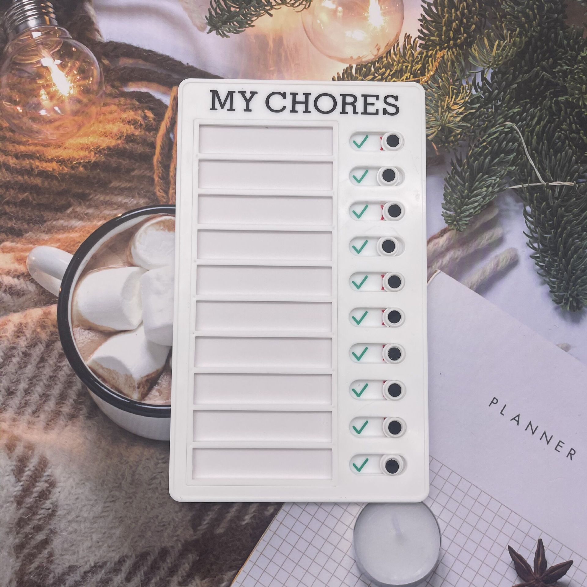 Tarjeta de autodisciplina para niños tablero de mensajes reemplazable Lista de verificación RV Mensaje de nota RV Lista de verificación