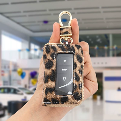 Cross-Border Hot-Selling Leopard Print Leather Car key bag - leopard-print-window-key-bag