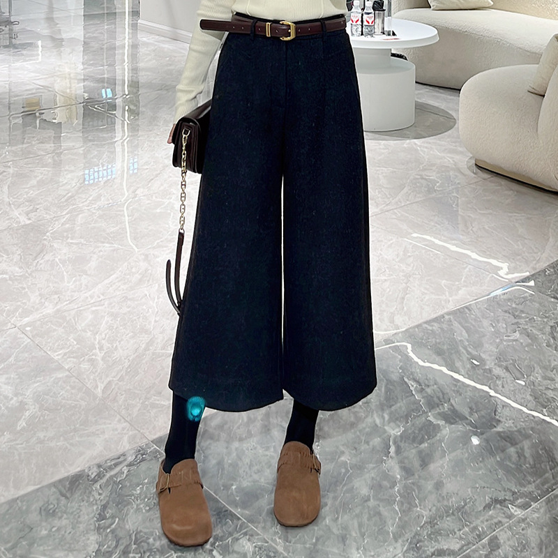 秋冬棉羊毛混纺黑灰色气质通勤八分裤2025热卖爆款休闲显瘦A字裤