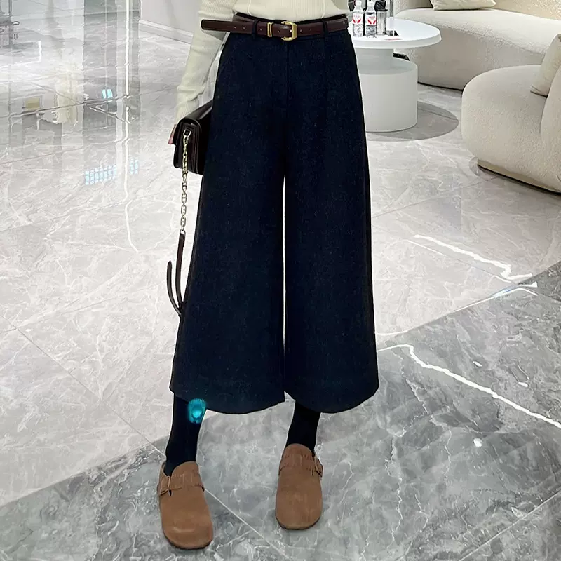 秋冬棉羊毛混纺黑灰色气质通勤八分裤2025热卖爆款休闲显瘦A字裤