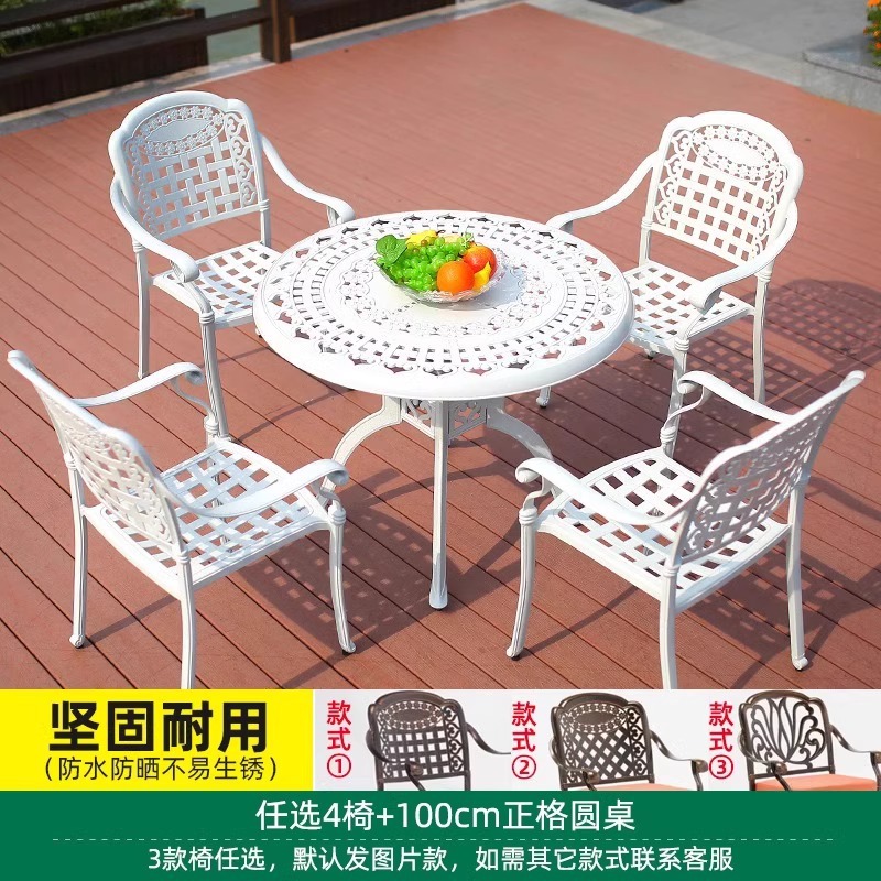 Opcional 4 sillas mesa redonda de 100cm (blanco de cáñamo)